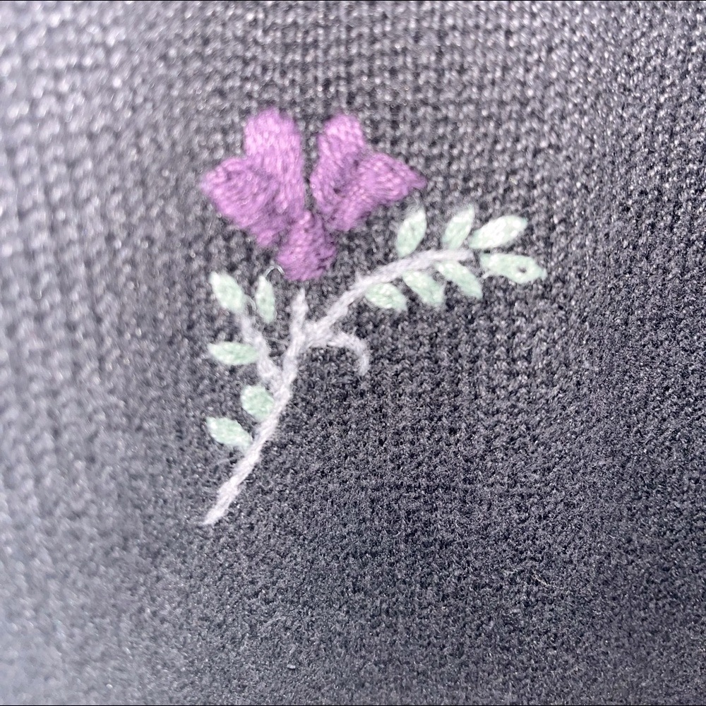 VTG Hand Embroidered Black Floral Cardigan Sweater: Size M - Picture 2 of 3